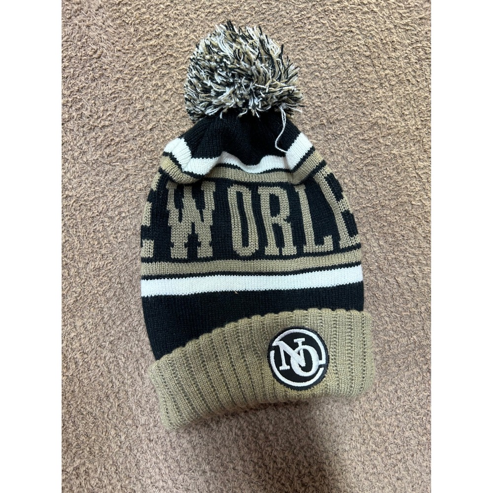 New Orleans Saints Beanie Hat Knit Pom Cuffed Cap Black Gold White One Size